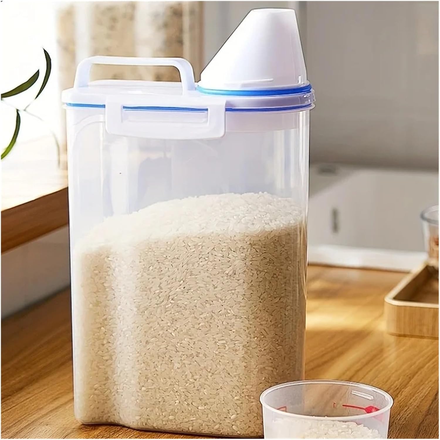 Airtight Large Capacity Cereal Storage Container - fit for & Rice Dispenser for Cereals and Food(A)
