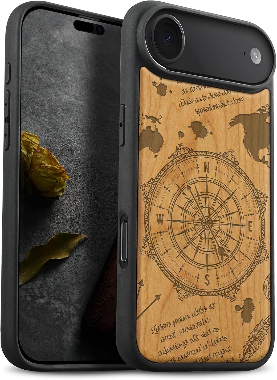 Carveit Magnetic Wooden Case for iPhone Air Case, Wood Artisan Engraved & Soft TPU Shockproof Cover, Compatible with MagSafe 17 Air Wireless Chargers (Molecular Symphony) Walnut