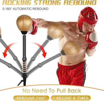 INNOLIFE Reflex Bag Adjustable Height Speed Bag Punching Bag Free Standing Boxing Bag Reinforced Spring Strong Durable Relief Stress Ball