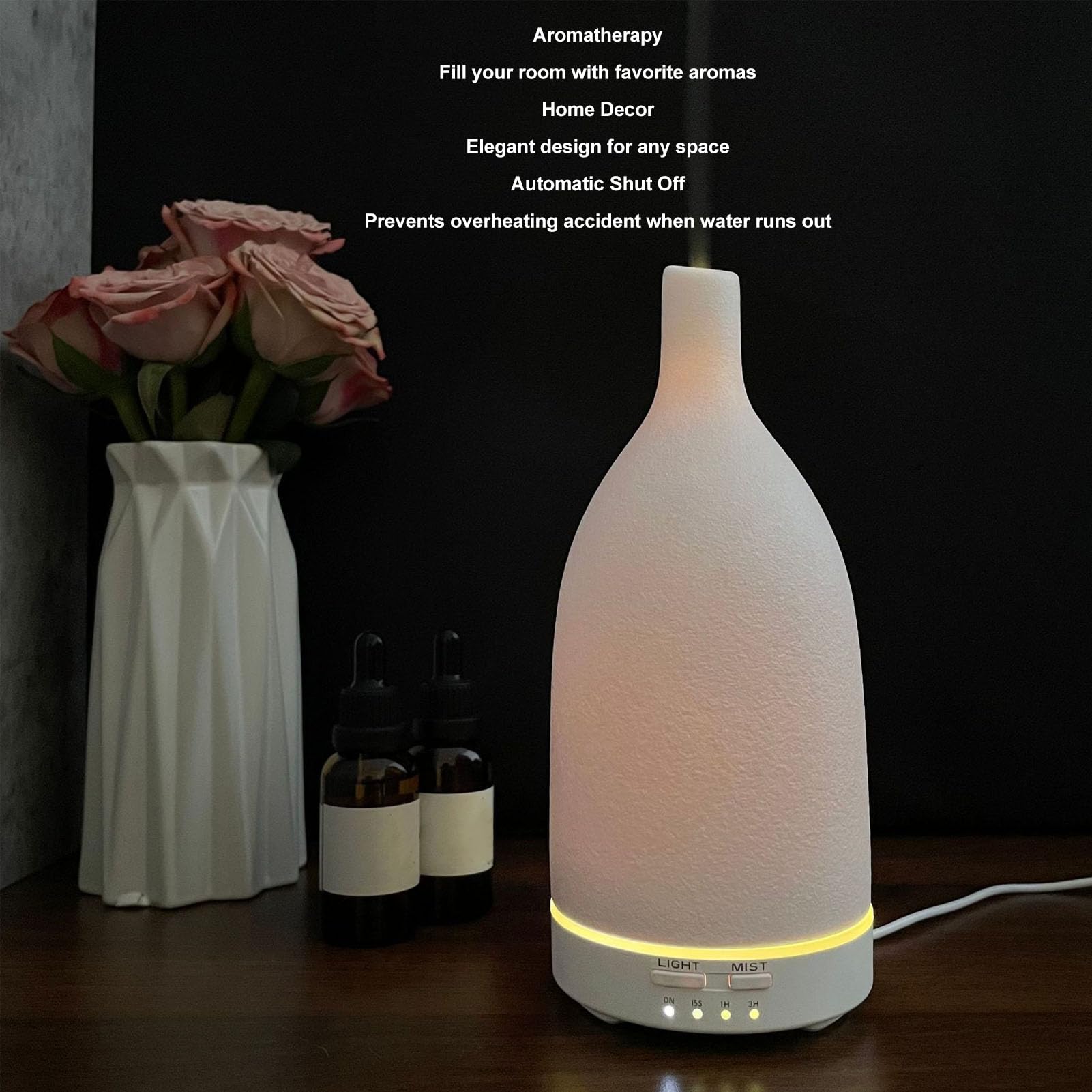 Diffusore per Aromaterapia Senza Acqua, Spegnimento Automatico, Diffusore in Ceramica Silenzioso a Bocca Lunga per la Casa (Spina europea)