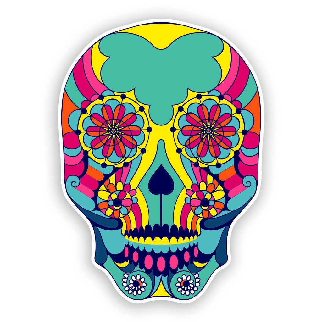 2 x 10cm/100mm Sugar Skull Vinyl Stickers Mexico Festival Day of The Dead #7434