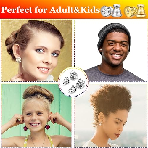 Miniatura 6 de Parte trasera de aretes para tachuelas, de oro de 18 quilates, repuesto para tachuelasorejas caídas, cierres de bloqueo seguro para orejas