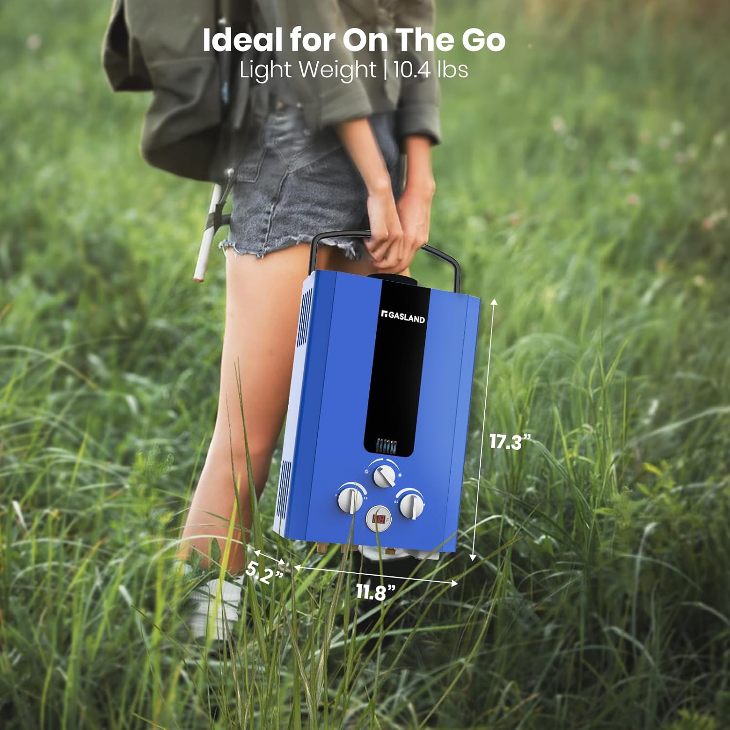 GASLAND Outdoors Propane Tankless Water Heater,1.58GPM 6L Portable Gas Water Heater, Overheating Protection, Easy to Install, Use for RV Cabin Barn Camping Boat, Blue