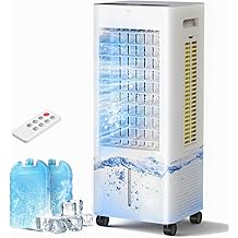 Evaporative Air Cooler with Remote &amp; Timer, 2200+ CFM Portable Fan That Blows Cold Air for Large Room, Home Office, Bedroom - 2.1Gal High-Capacity Tank, 3 Modes, Whisper Quiet 30dB &amp; Sleep Mode