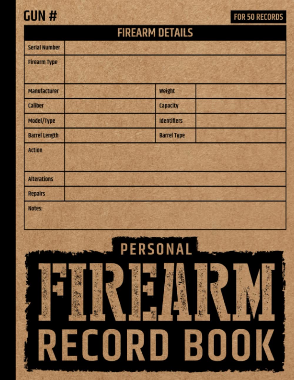 Personal Firearm Record Book Professional Inventory Management Log Book For Gun