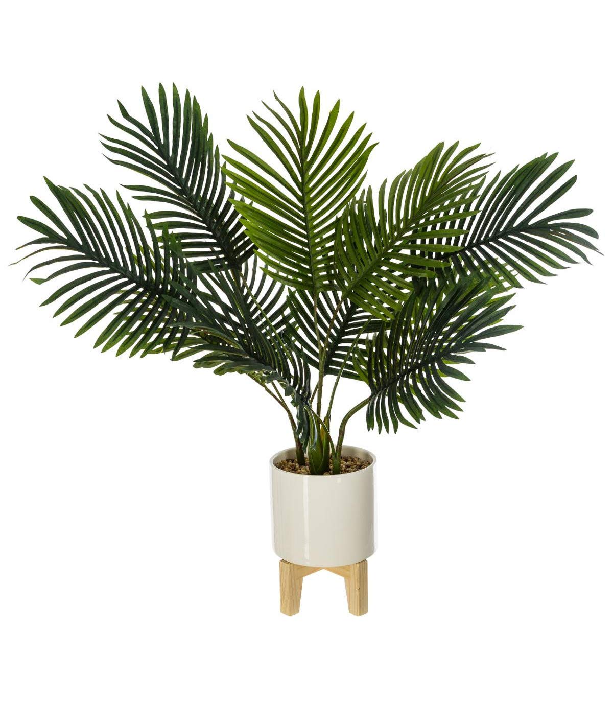 Plante Artificielle Palmier dans Un Pot en céramique Pied en Bois H 72 cm - Atmosphera