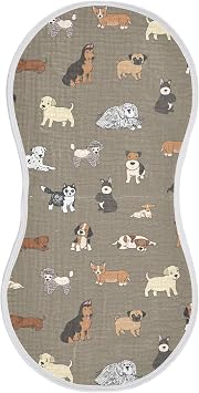 Doodle Puppy Dog Baby Burp Cloths for Newborn Baby Boys and Girls, Soft Absorbent Cotton Muslin Burp Clothes Set