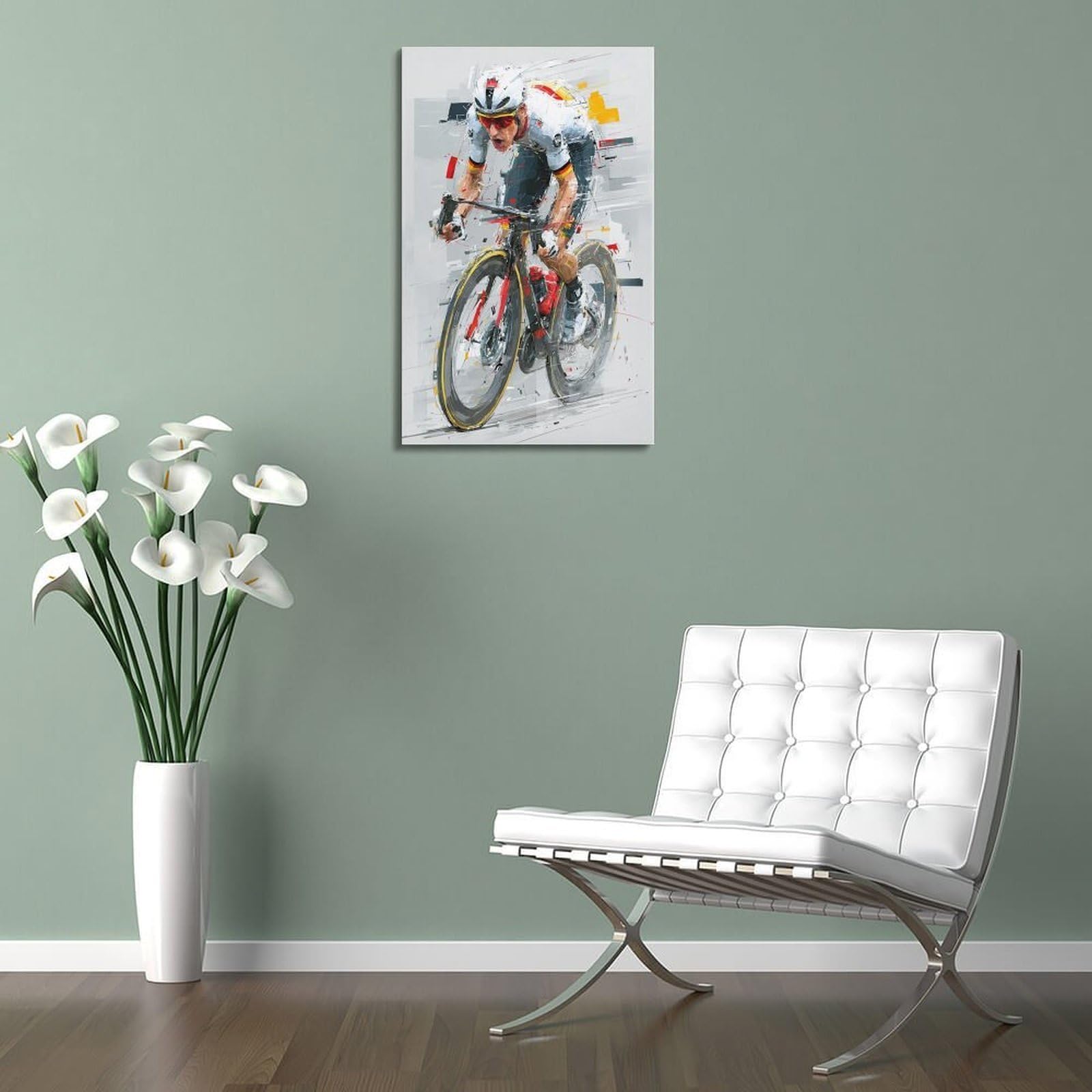 XKUGA Poster con stampa su tela, motivo: corsa ad acquerello, ciclismo, bici da strada, sport, estate, moderno, decorativo, decorazione artistica da parete per famiglia, grotta degli uomini, sala
