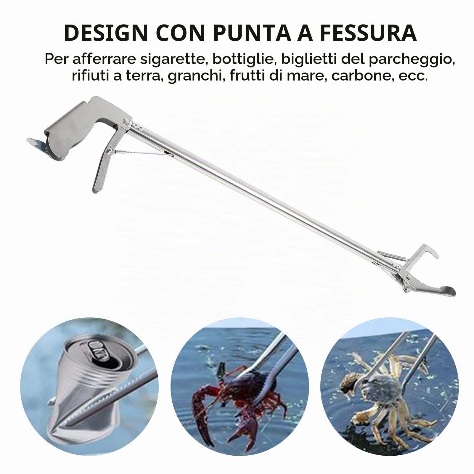Pinze per Granchi, Multifunzionali Pieghevoli Staccabili in Acciaio Inossidabile Pinze a Forbice per Pesci Lunghi for Cucina Pesca Grigliata e Preparazione Alimenti