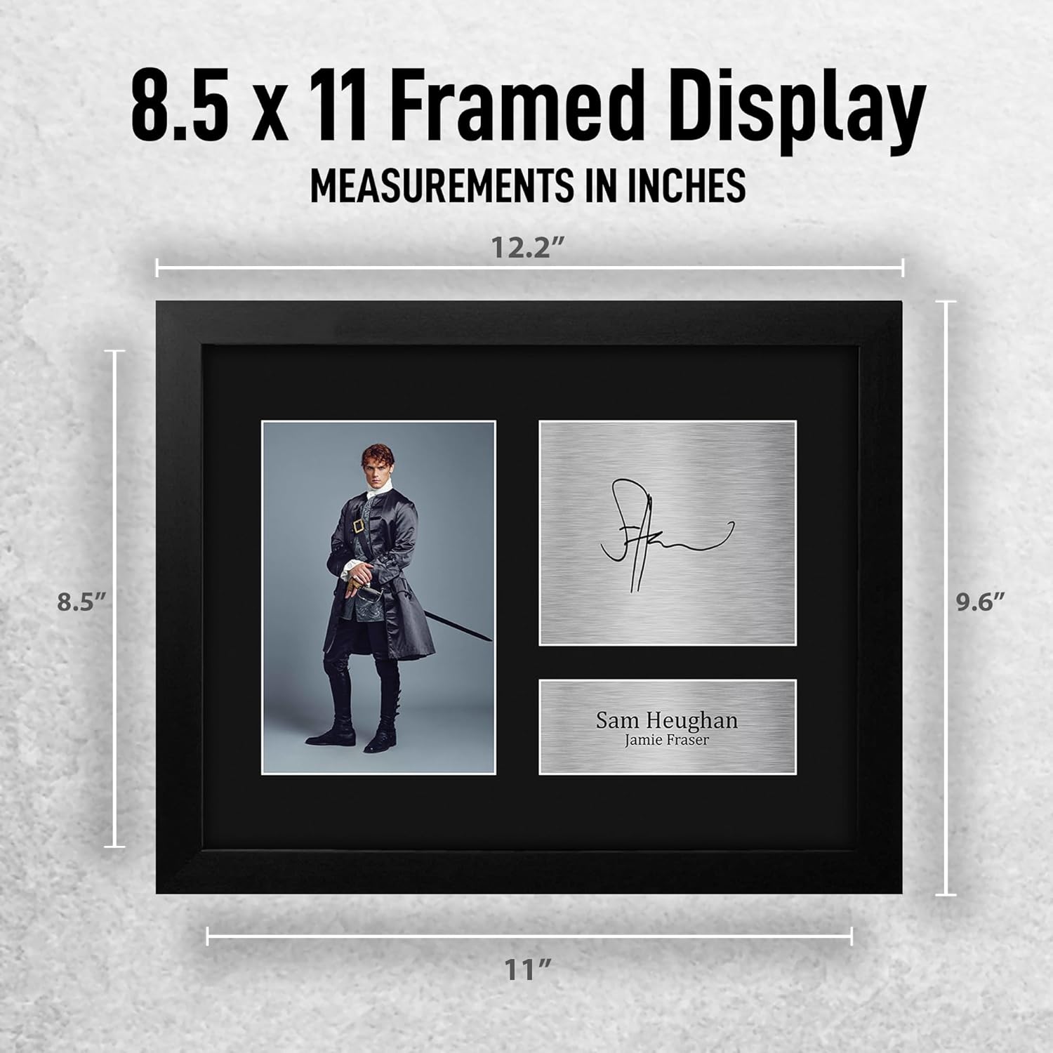 HWC Trading Sam Heughan Outlander Framed Gifts Printed Signed Autograph Picture for TV Show Fans - US Letter Size