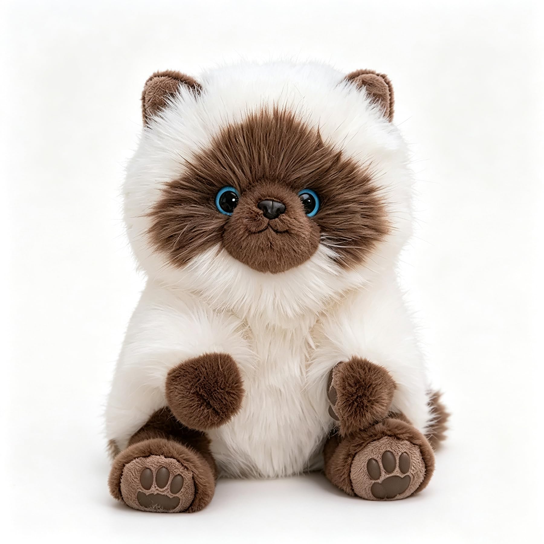 lilizzhoumax Weighted Paws Siamese Cat Plush Toy 25cm Scented Fluffy Kitten Stuffed Animal Cute Sitting Long Hair Floppy Sensory Teddy Soft Anxiety Relief Gift for Kids Toddlers