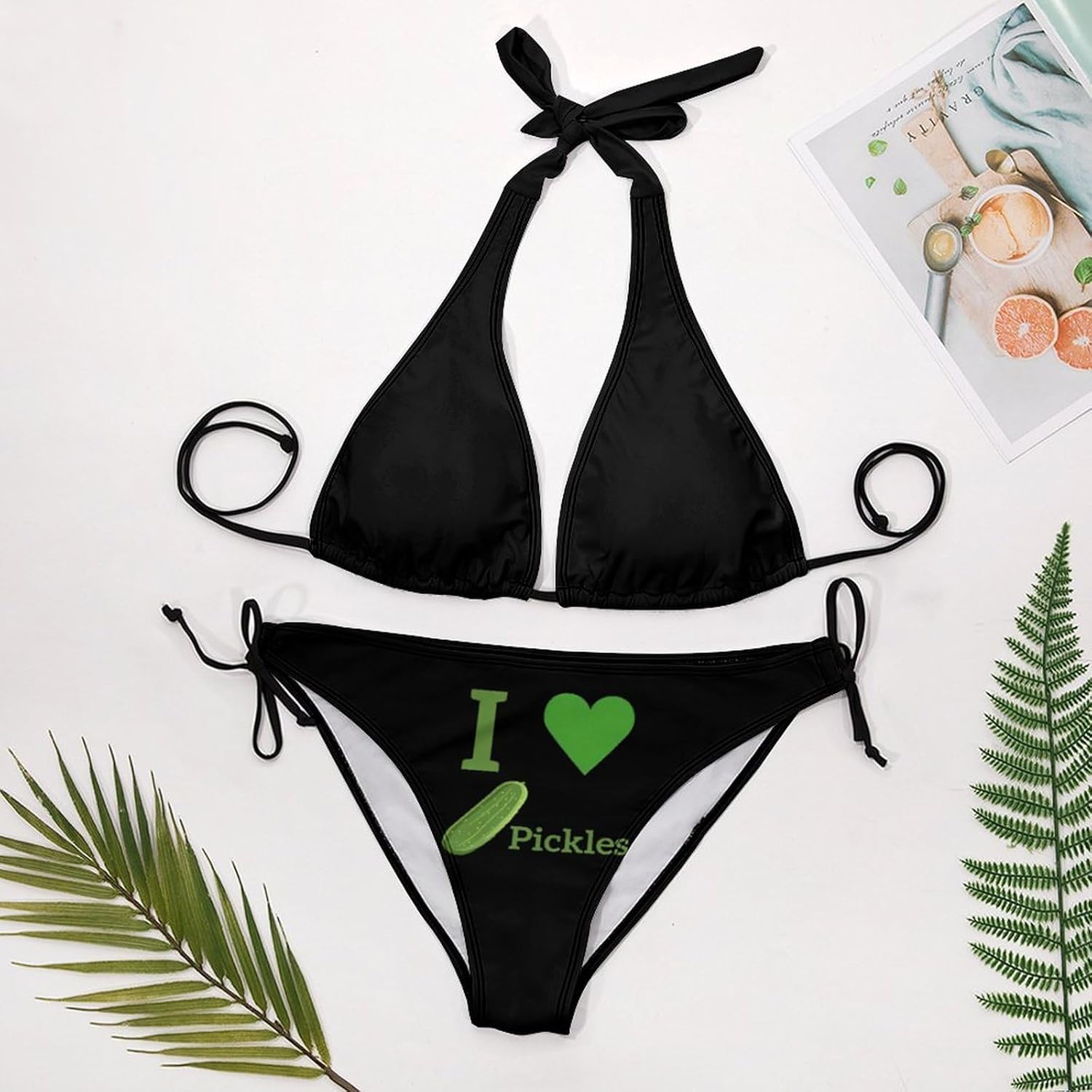 I Love Pickles Novelty Women's 2 Piece String Bikini Set Swimsuits Bathing Suit Swimwear