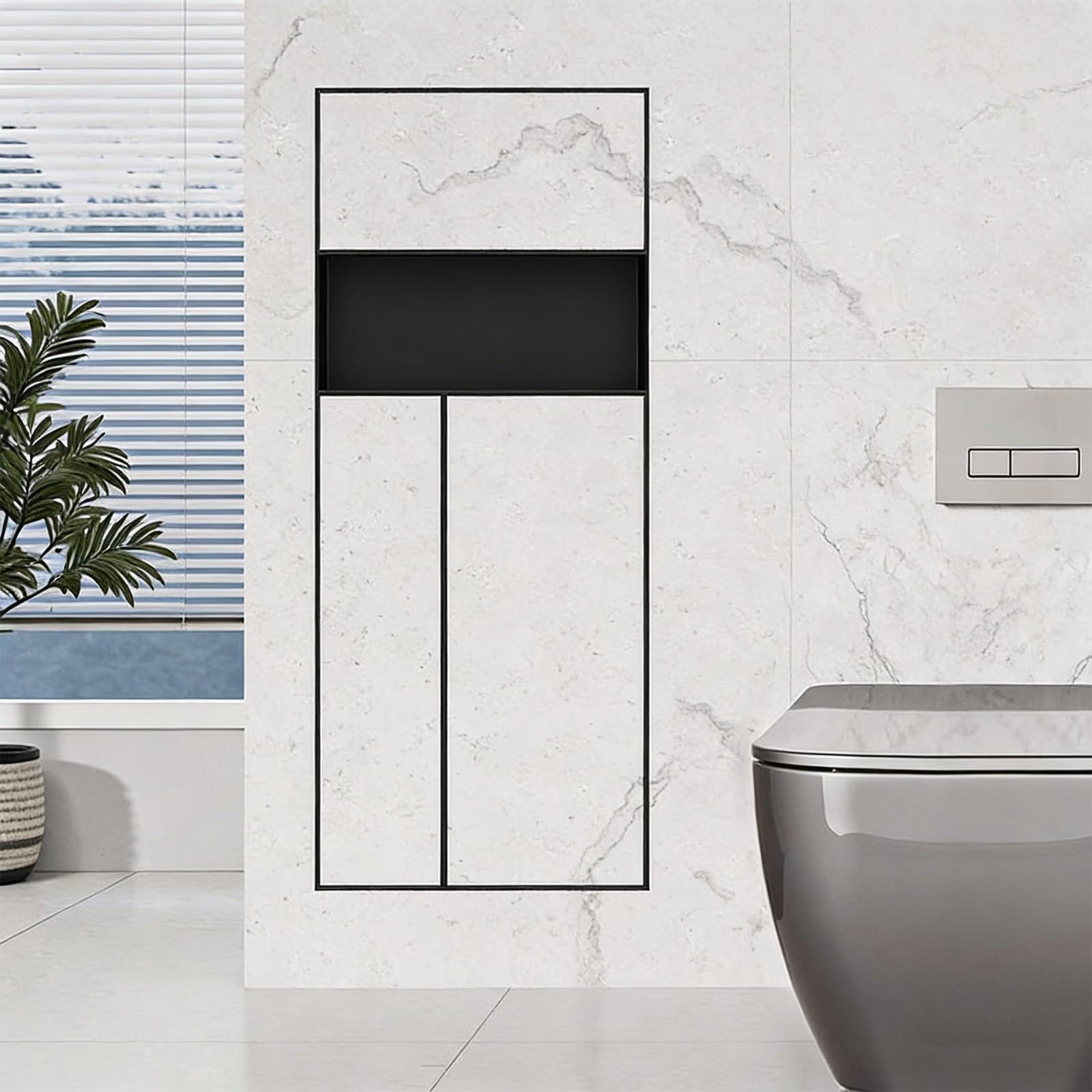 MESCXTY Tile-Ready Recessed Toilet Paper Holder with Trash Storage Cabinet for Brush Holder,304 Stainless Steel in wall Covered Holder,for Bathroom Remodel