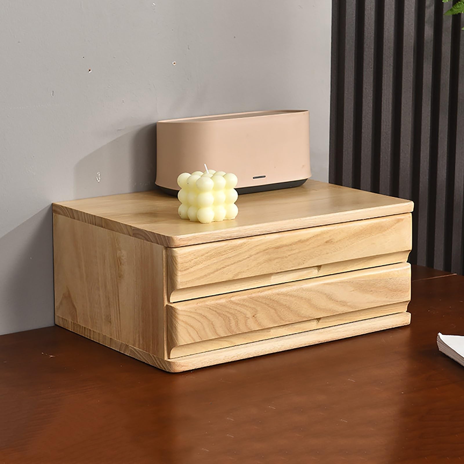 Caja de almacenamiento de escritorio de madera maciza noble