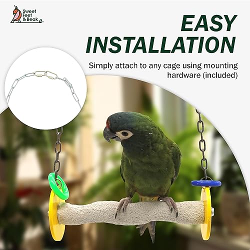 Miniatura 7 de Sweet Feet and Beak Roll Bird Swing Perca pómez Juguetes para pájaros recortar clavos y picos, accesorios seguros y no tóxicos para pájaros
