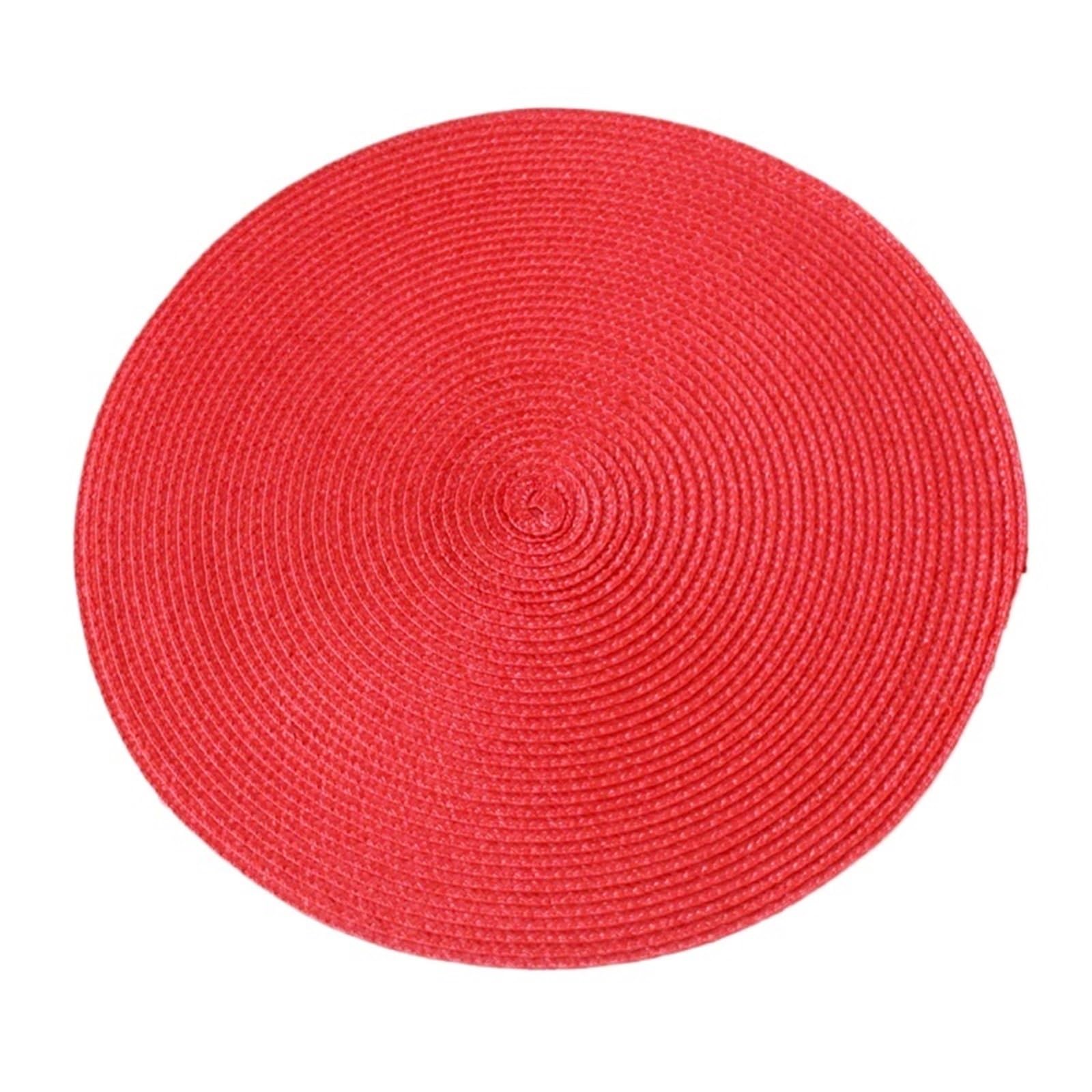place mats for table Round Placemats For Dining Table Heat-Resistant Stain Resistant Anti-Skid Washable Cotton Woven Tableware Mat for Kitchen Restaurant Dining Table(Red)