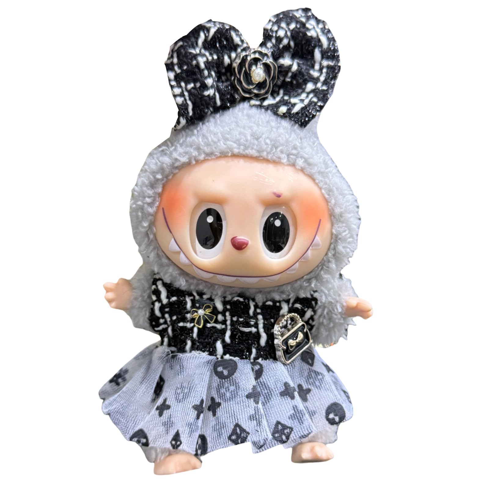 Clothes for Labubu Outfits, Hair Clips & Tutu Skirt - Cute Dress Up Costume Set Compatible with Labubu Plush Dolls for Play, Display & Collectibles (Doll Not Included) (Color Style H)