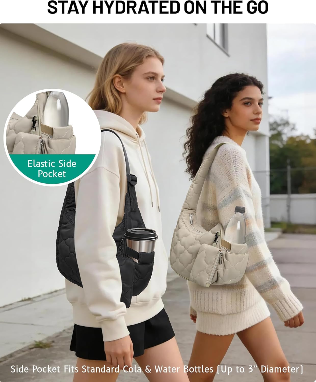 Small Puffer Crescent Shoulder Bag for Women Cute Clouds Quilted Puffy Nylon Purse ... - Image 4