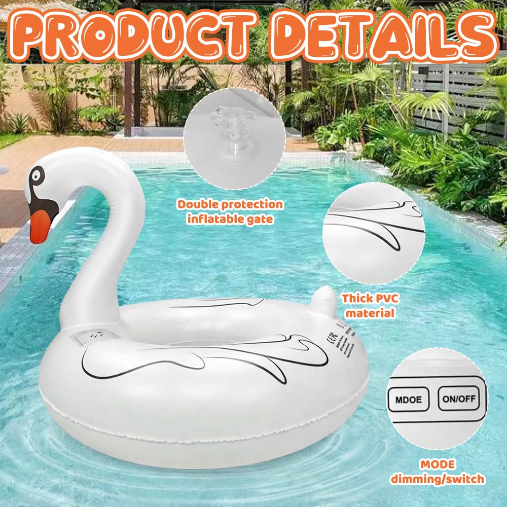 Flotador de Piscina con Luz Solar, TGKYK 100cm Flotadores de Piscina, 6 Modos Flotador Piscina, Hinchables para Piscina Adulto para Fiestas Acuáticas
