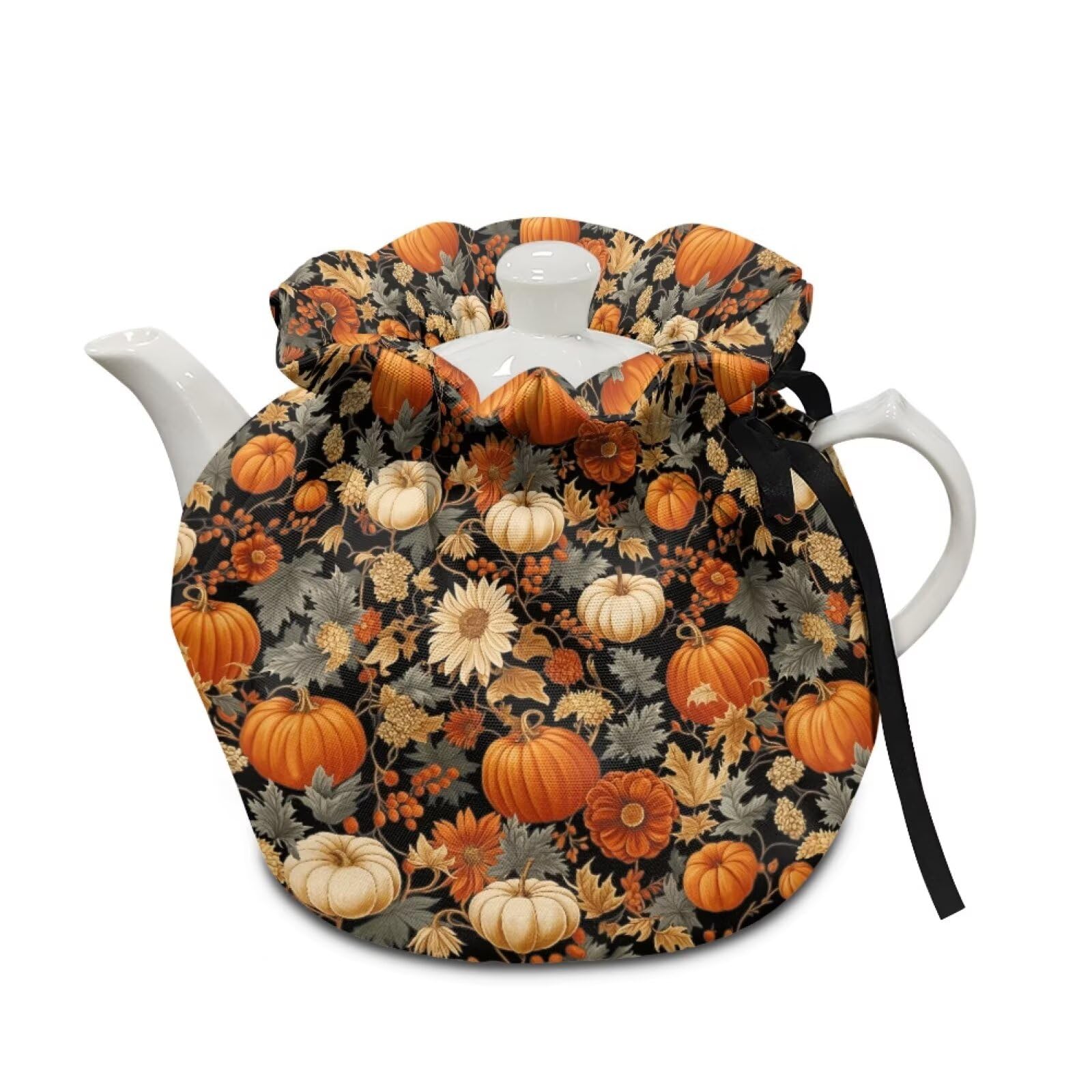 Fall Pumpkin Teapot Dust Cover for Home Maple Leaf Tea Cosy for Teapots Insulated Tea Kettle Dust Cover for Kitchen Party Accessories Gift for Fall
