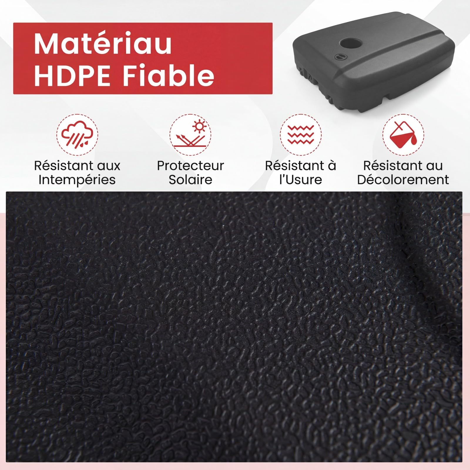 COSTWAY Pied de Parasol Déporté en HDPE sur 2 roulettes, 80 x 59 x 21,5 cm