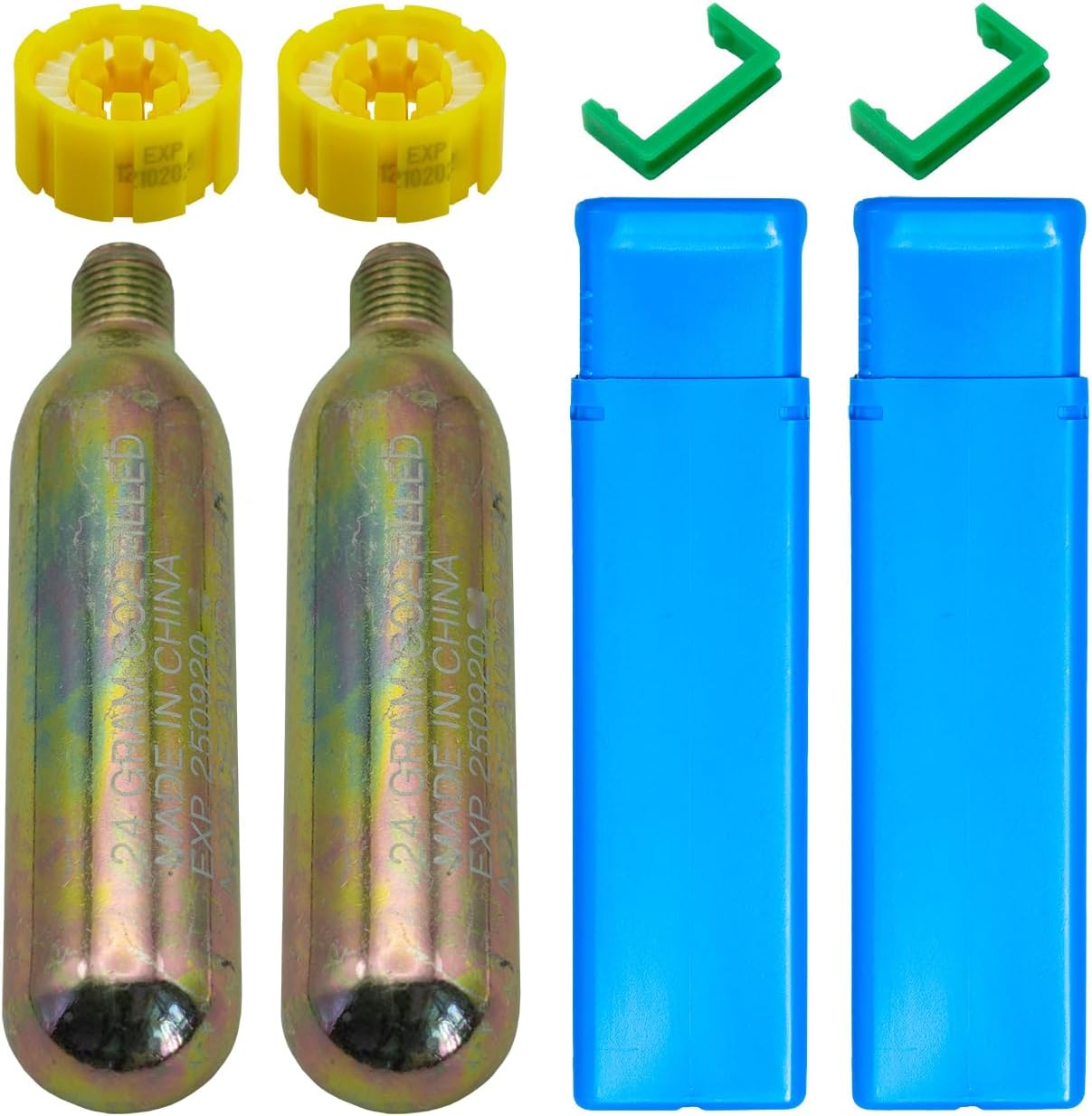2 Pack Automatic PFD 24/33 Grams CO2 Cylinder Cartridge 1/2-inch Thread for Inflatable Life Jacket Life Vest Lifesaving Belt