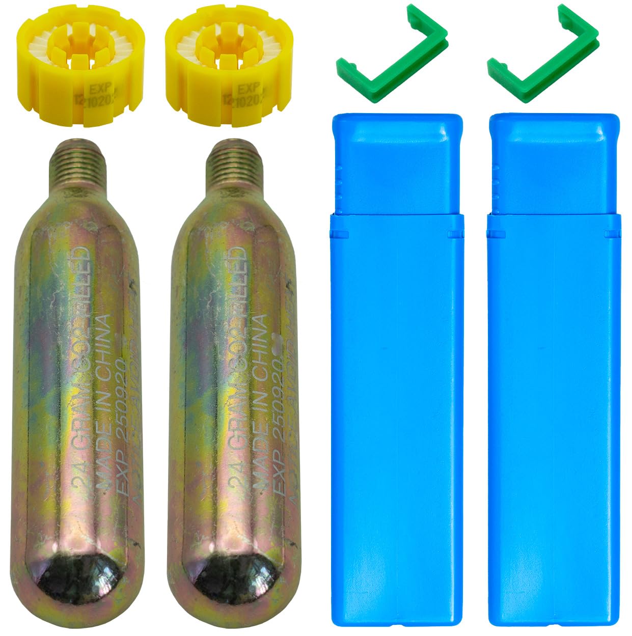 Paquete de 2-3 PFD 24/33 gramos de cartucho de CO2 cilindro de rosca de 1/2 pulgada para chaleco salvavidas inflable, cinturón salvavidas para deportes acuáticos, pesca, surf, actividades marinas