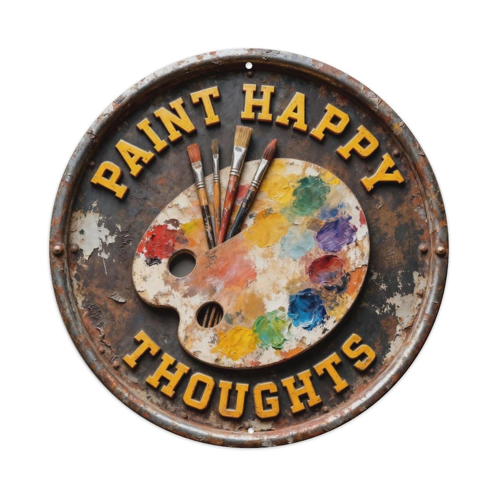 Paint Happy Thoughts Metal Tin Sign Plaque