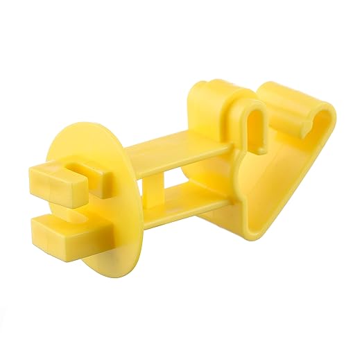 Insulators for Electric Fence Wire 25PCS Snug Extra Length Snap-on T-Post Holding Insulator for 2 inch Yellow