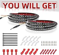 Vista 5 de Juego de 2 luces LED de 70 pulgadas IP68 para camión, marcador lateral, tira de luces de paso flexible, blanco y ámbar (IP68)