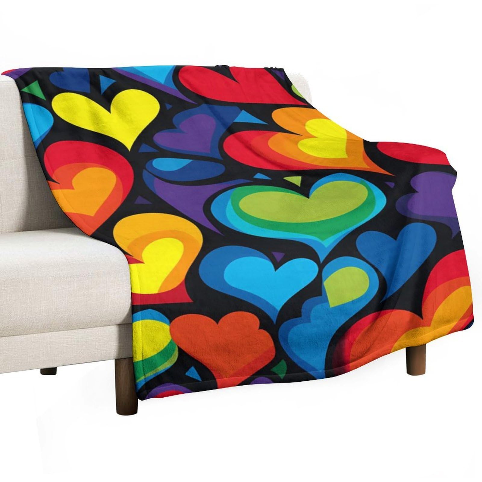 Cgsbngha Style Heart Lgbt Rainbow Flannel Fleece Blanket Lightweight Soft Throw Blankets For Sofa Couch Bed Chair