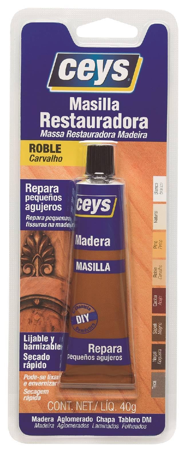Ceys - Restaurador madera roble - Repara pequeños agujeros - Secado rápido - 40 G