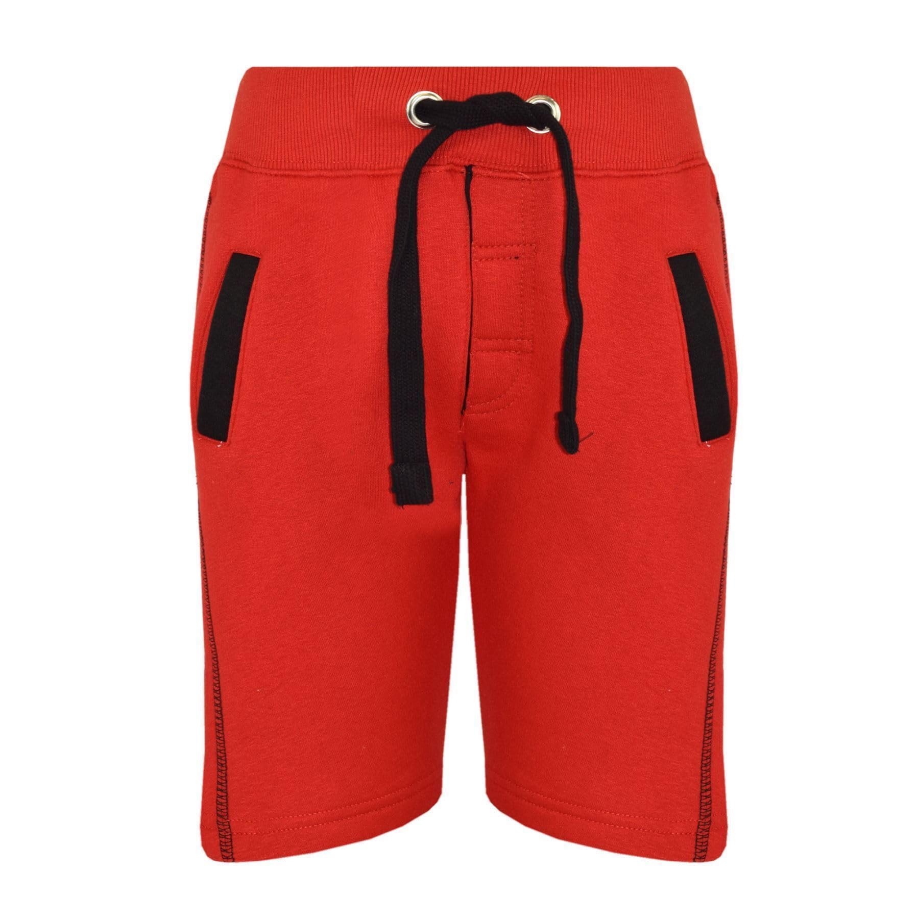 A2Z 4 Kids Fleece Jogging Shorts - Shorts Contrast Trim Red 3-4.