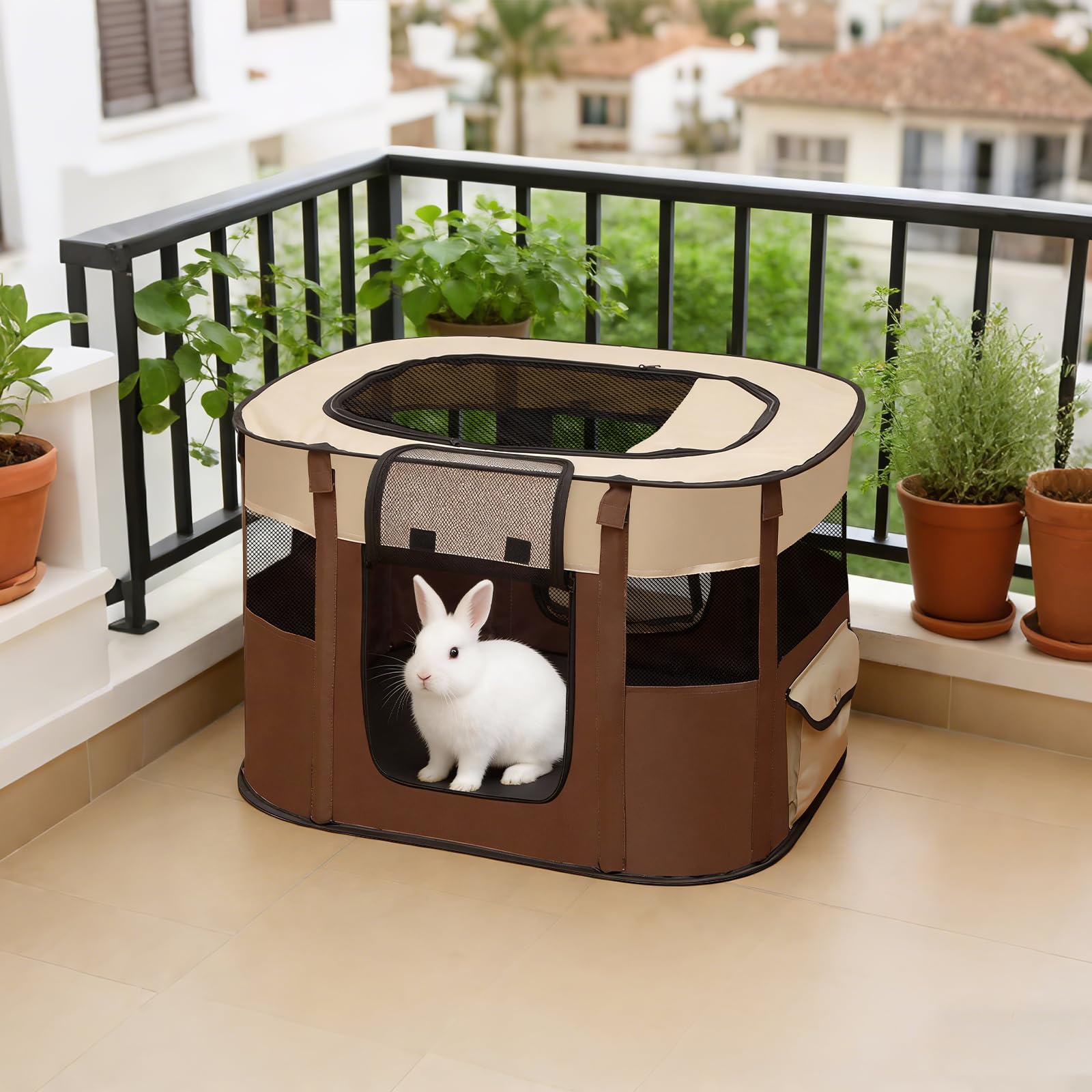 Station de maternité portable fermée pour animaux de compagnie, avec bonne ventilation, pliable, pour petits animaux, chiens, chats, lapins, chatons, chiots et lapins, 110 x 85 x 58 cm