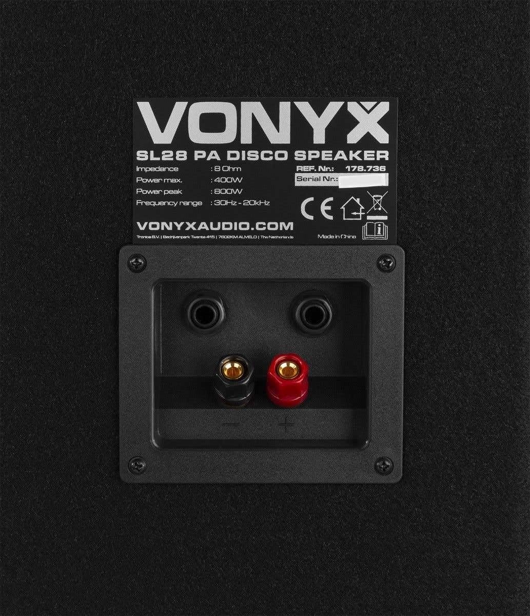 Vonyx SL212 - PA Lautsprecher Box, Passiv Speaker 2X 8 Zoll - 800 Watt Peak - Disco Lautsprecher, Passivbox, 6,3mm Klinke, Schraubklemmen, 8Ohm, für DJs, Partyraum, Bar, Club