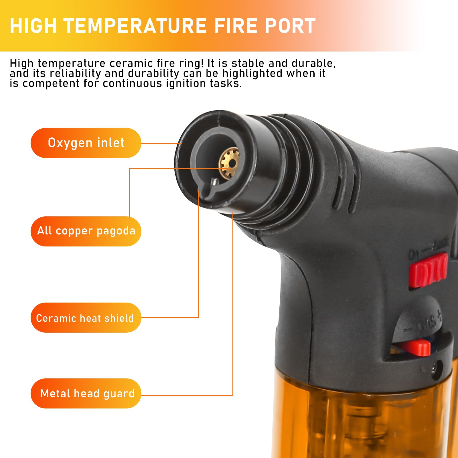 4 accendini Jetflame, bruciatore flamber, accendino a gas regolabile, bruciatore Bunsen ricaricabile con serratura di sicurezza per Home Crème Brulée, campeggio, saldatura (butano non