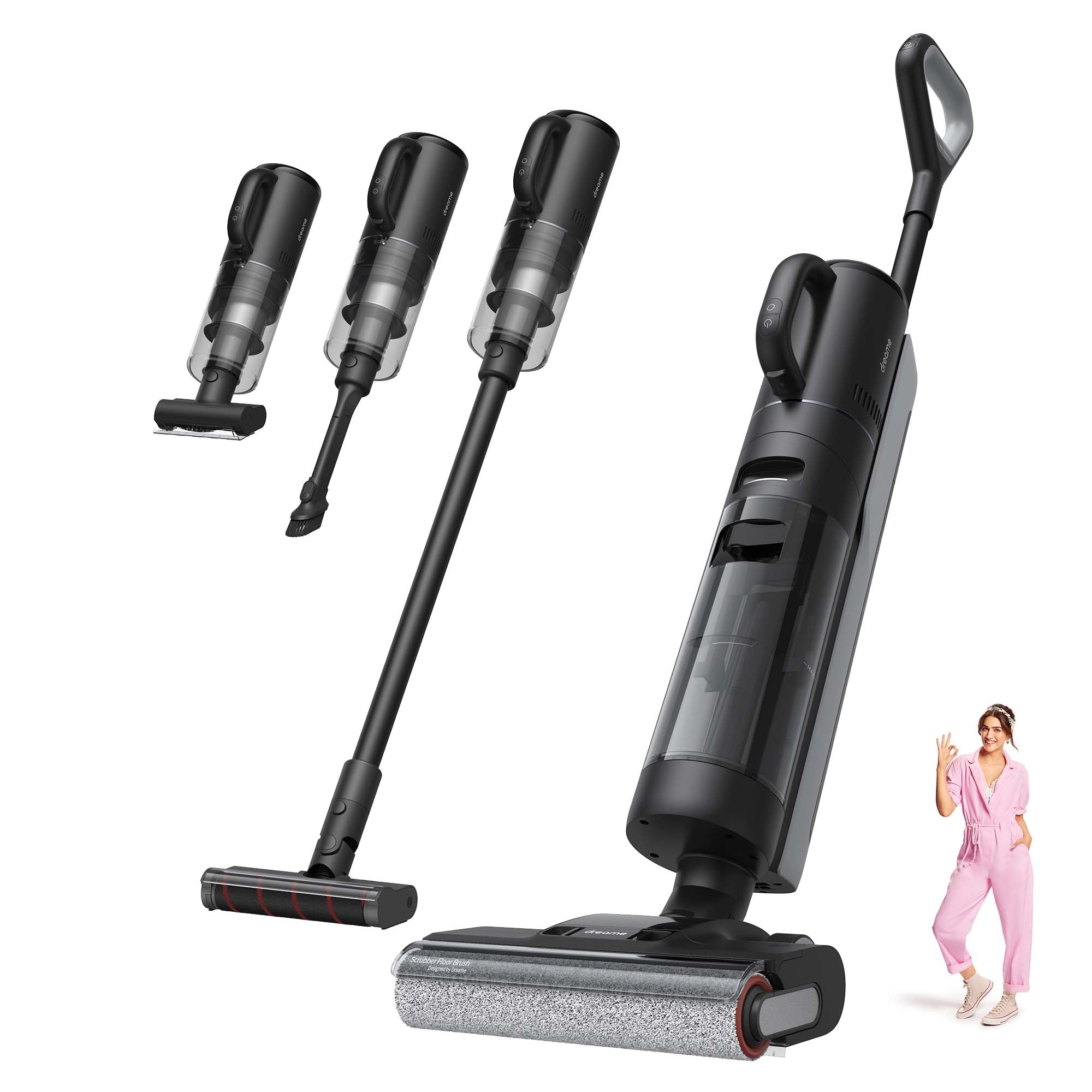 dreame H12 Dual Smart HEPA Filter Wet Dry Upright Vacuum,Floor Cleaner Mop Combo 4-In-1 Cordless Stick Vacuum For Multi-Surface,One-Step Self Cleaning With Hot Air Drying,1 Count,900 ml