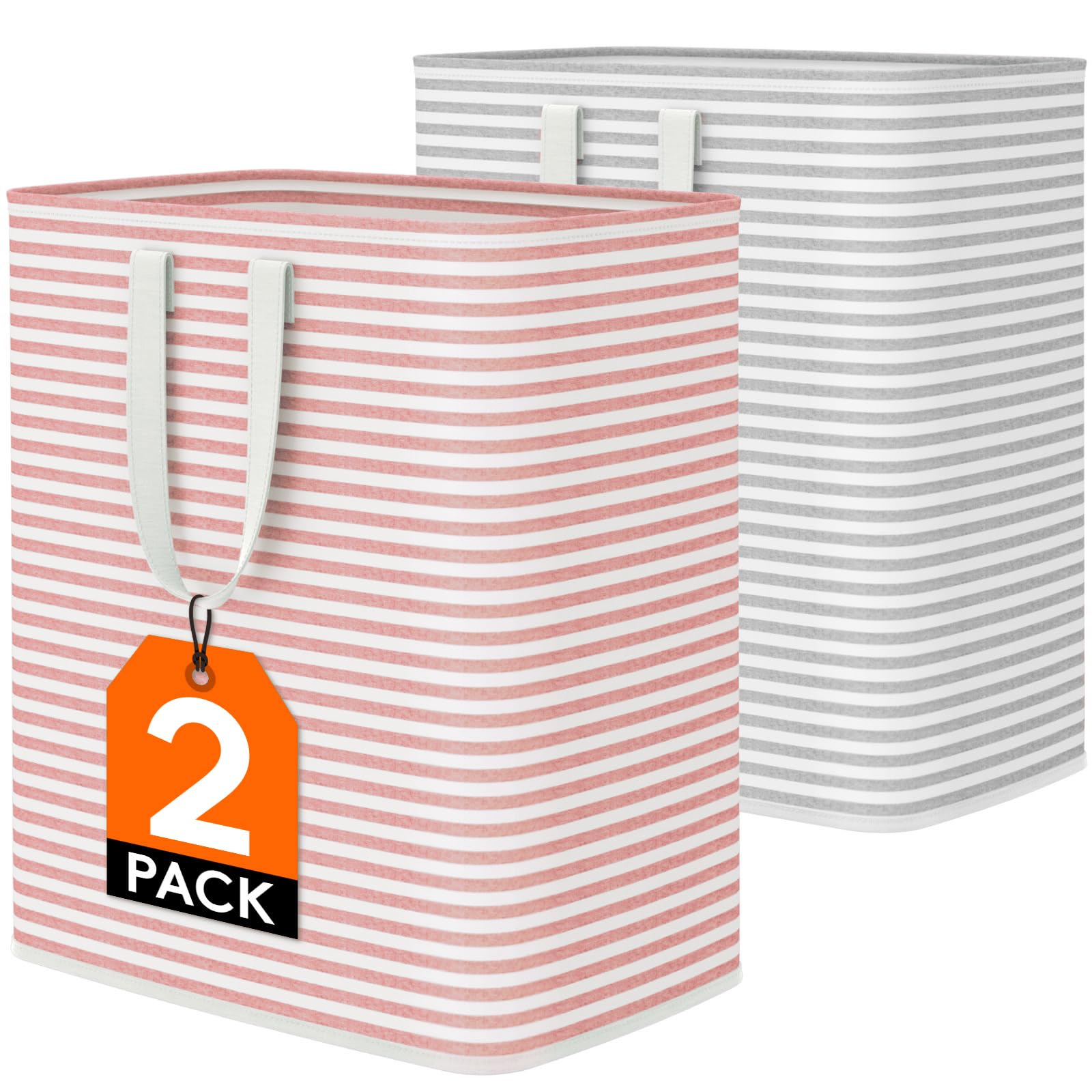 Lifewit 100L Large Laundry Baskets, Laundry Hampers Bags, 2 Pack, Grey&amp;Pink
