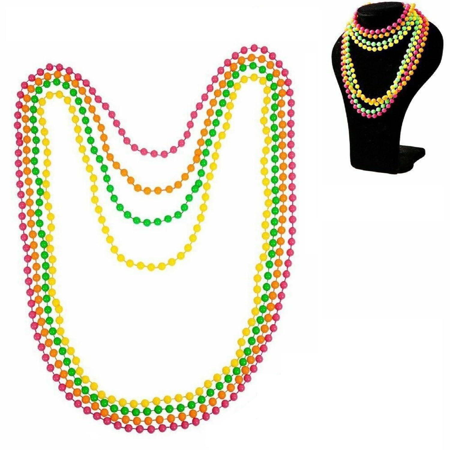 MEISH 10 Pieces Neon Party Necklaces Fluorescent Necklaces Fancy Costumes Jewelry for Masquerade Carnival Party (Rose Red) - Image 4