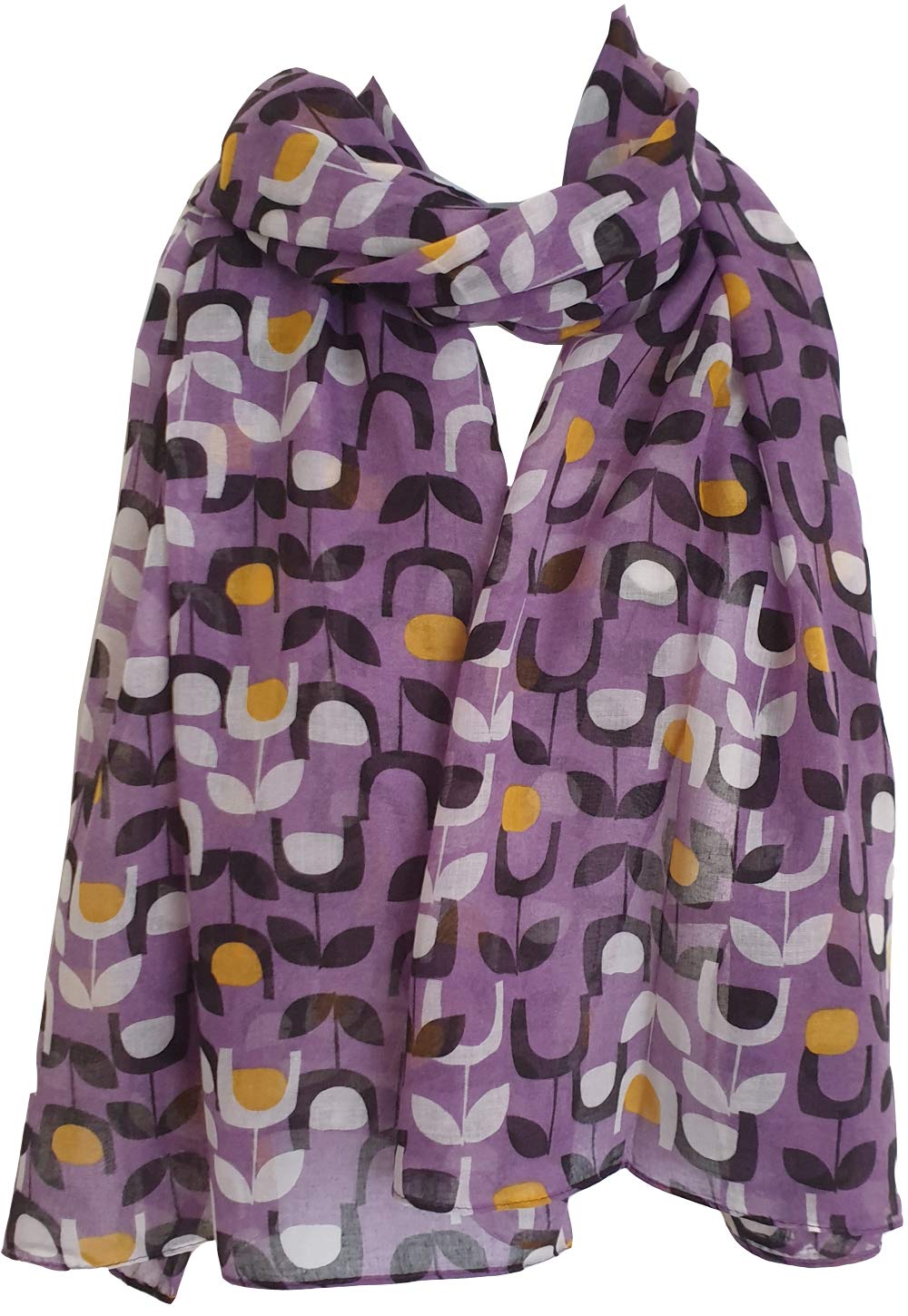 Glamlondon Women's Purple Block Floral Print Scarf Retro Wrap (Purple)