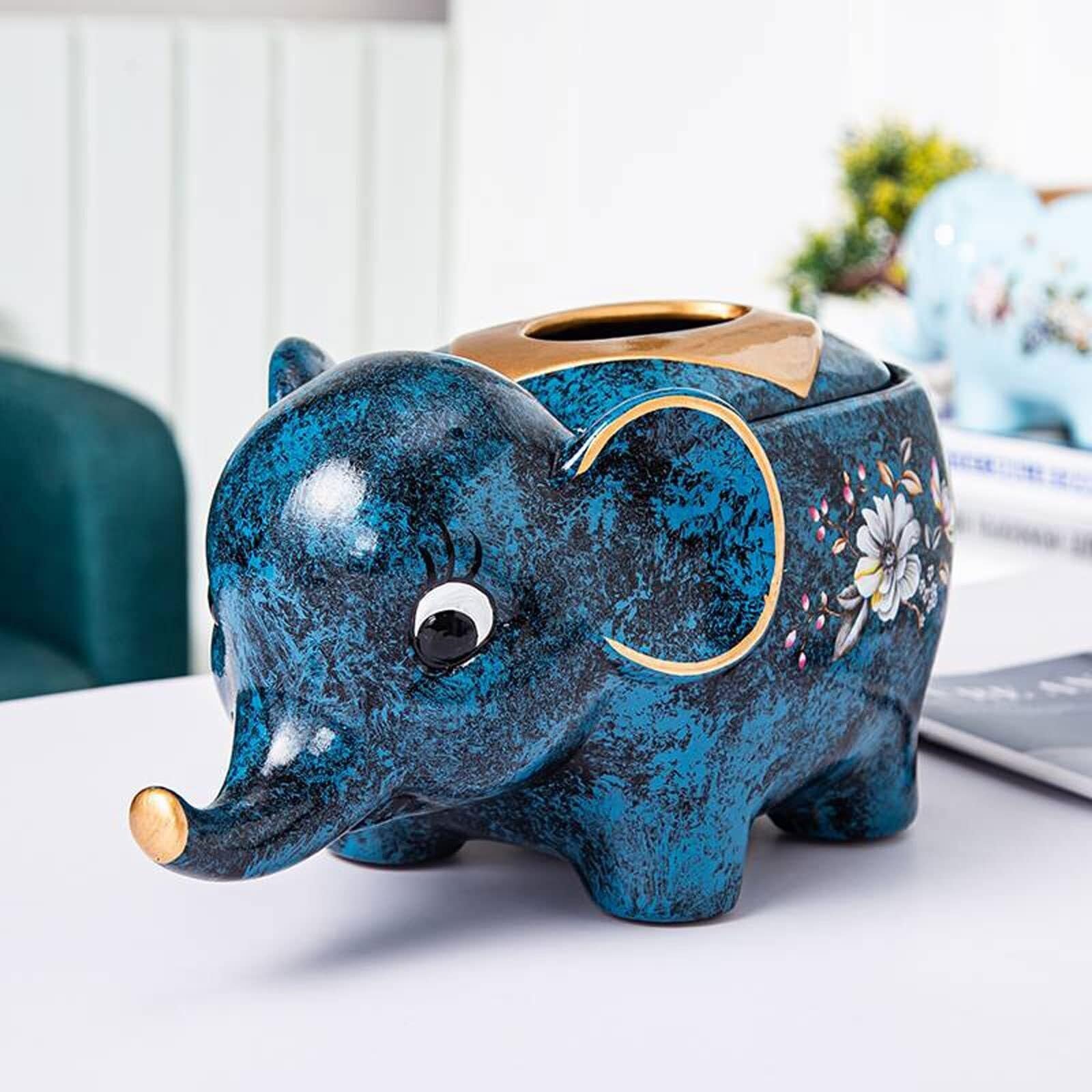 Boîte à mouchoirs en forme d'éléphant en céramique pour déco de table basse