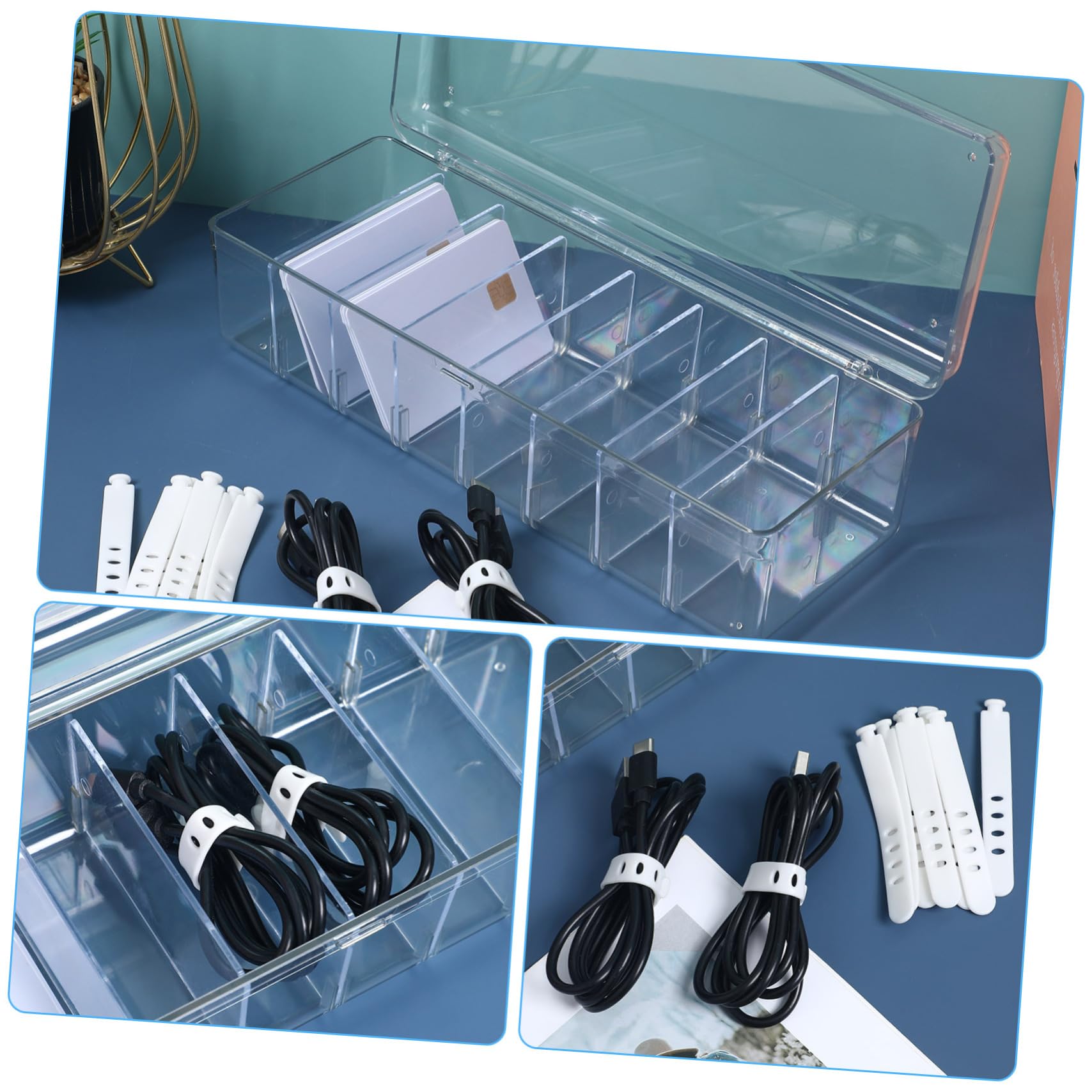 Juego De 2 Cajas Organizadoras De Cables para El Hogar La Oficina Y El Coche