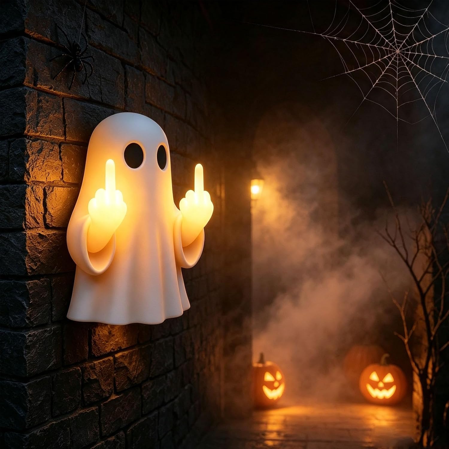 Middle Finger Ghost Light, Halloween Ghost Middle Finger Glow Night Light,1