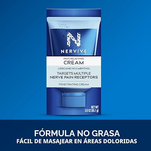 Miniatura 5 de Nervive Crema para aliviar el dolor, analgésico tópico de máxima fuerza sin grasa con lidocaína y mentol para dedos, pies, manos, piernas y brazos