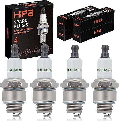 Hipa RJ19LM Bujía para Brigg Stratt 796112 802592 5095K 796112s Champion J19LM Toro Recycler 22 cortacésped (paquete de 4)
