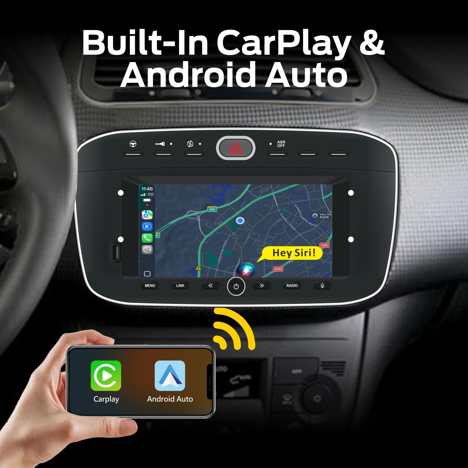 Autoradio Linux per Fiat Punto(2010-2016) Linea(2012-2015) con CarPlay Wireless e Android Auto, avvio in 2 secondi, comandi fisici tramite manopola, audio di livello OEM, installazione Plug & Play