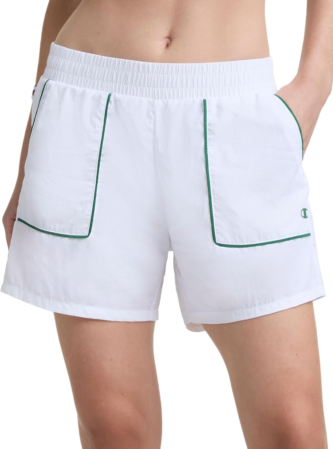 Champion Women's Courtside 5" Short with Piping, Standard Fit, Crinkle Nylon
