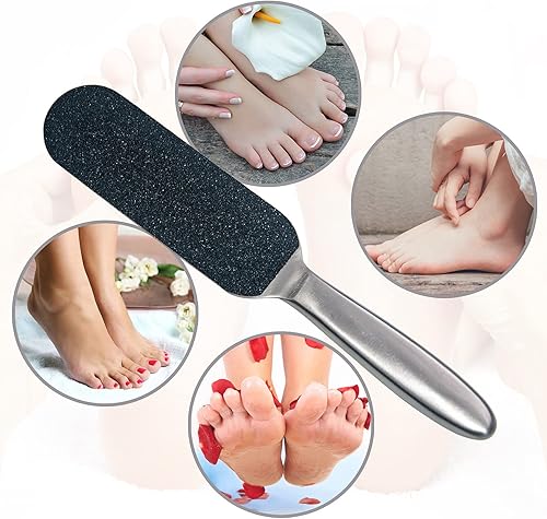 Miniatura 6 de 1 lima de pedicura profesional y removedor de callos para piel dura, lima de raspador de pies de acero inoxidable con 10 almohadillas de repuesto de