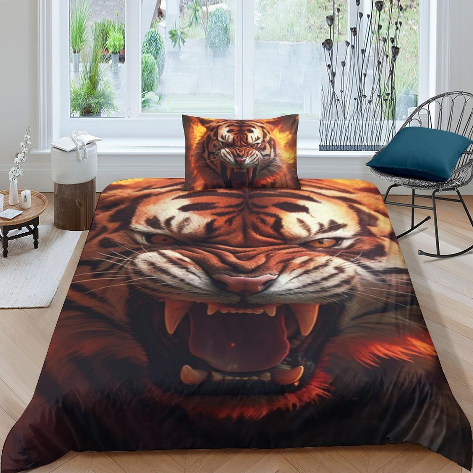 Housse de couette tigre 135x200 cm pour transformer la chambre d'enfant en jungle