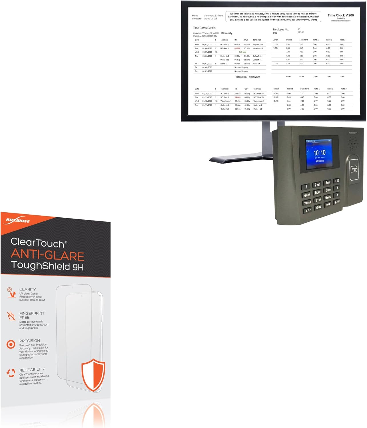 BoxWave Screen Protector Compatible with GeoProx 200NT - ClearTouch Anti-Glare ToughShield 9H (2-Pack), Anti-Glare 9H Tough Flexible Film Screen Protector